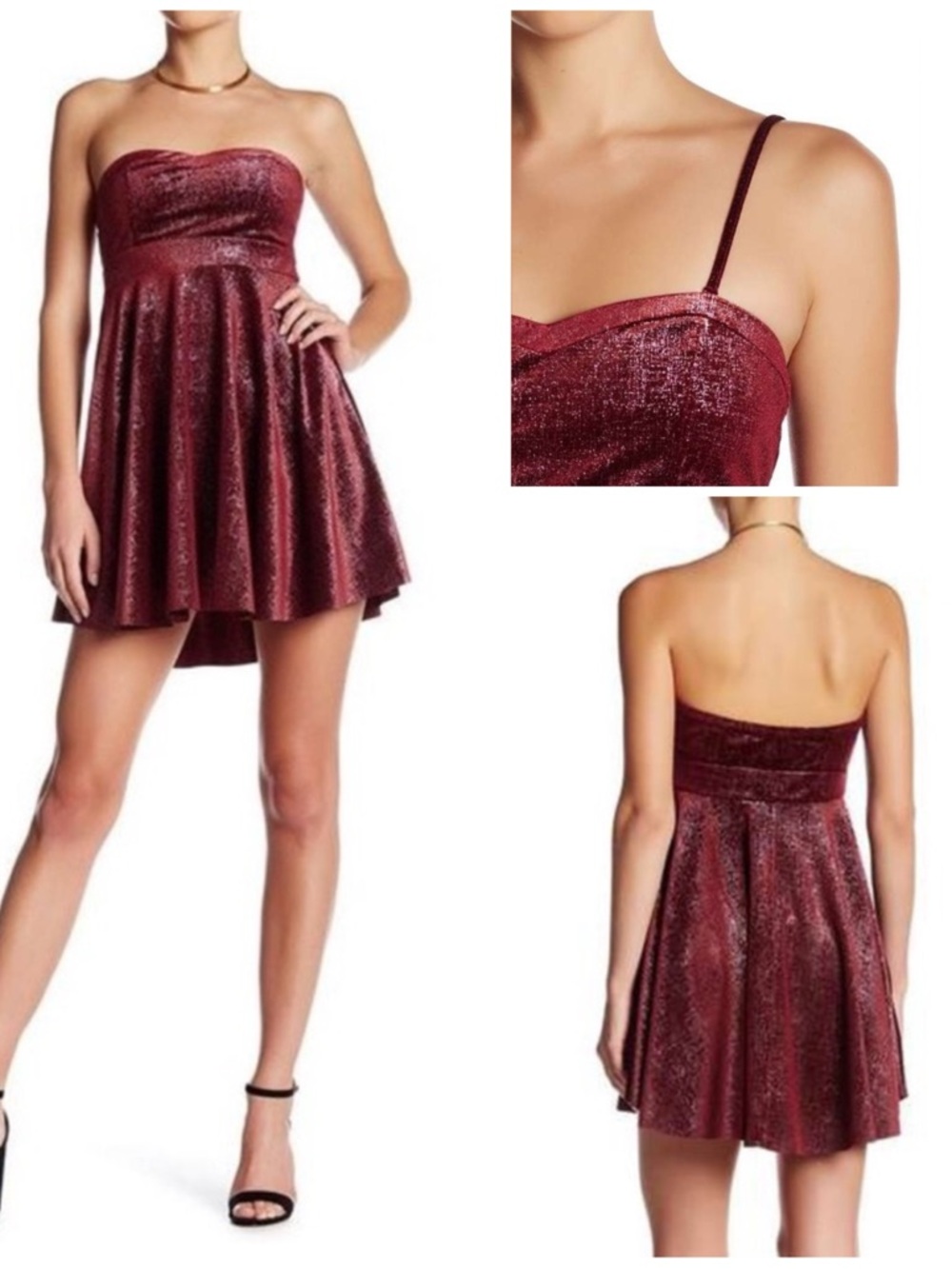 Free People Berry Shatter Shine Stretch Velvet Tube Dress w/Pockets